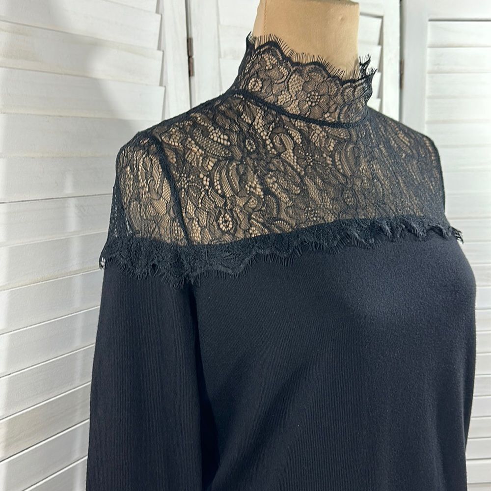 Jennifer Lopez Mock Neck Sweater Medium Black NWT Elegant - Picture 6 of 14